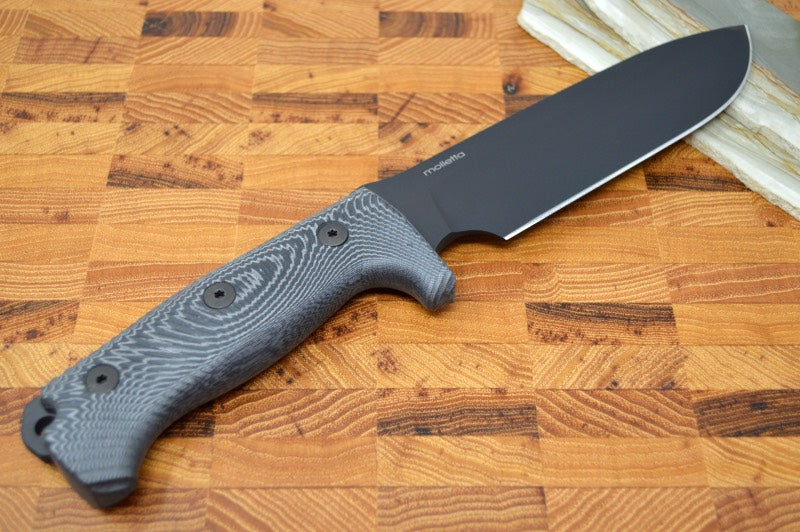 Lionsteel M7 Fixed Blade Hunting Knife - Black Micarta Handle w/ Black Blade