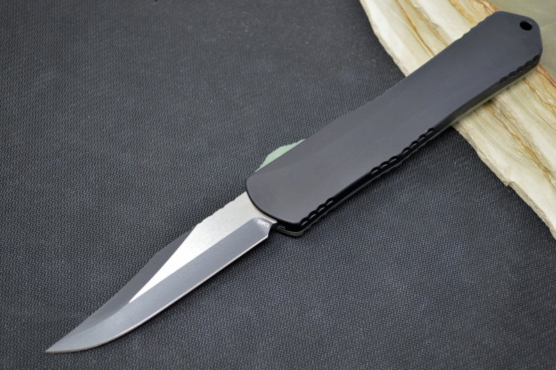Heretic Knives Manticore X OTF - Two Toned Black Finish / Bowie Blade / Jade G-10 & Black Aluminum Handle H030B-10A-JADE