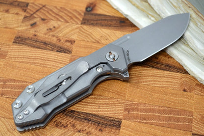 Hinderer Knives Halftrack - Tri Pivot - Working Finish Clip Point Slicer Blade / Coyote Tan G10