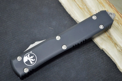 Microtech Ultratech OTF - Apocalyptic Finish / Full Serrated Dagger Blade / Black Aluminum Handle 122-12AP