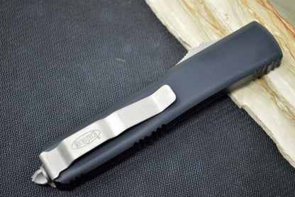 Microtech Ultratech OTF - Apocalyptic Finish / Full Serrated Dagger Blade / Black Aluminum Handle 122-12AP
