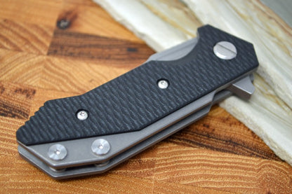 Hinderer Knives Halftrack - Tri Pivot - Working Finish Clip Point Slicer Blade / Black G10