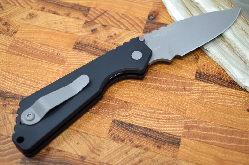 Pro Tech Strider SnG - Black Aluminum Handle / Blasted Blade 2401-B - Northwest Knives