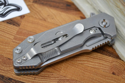 Hinderer Knives Halftrack - Tri Pivot - Stonewash Clip Point Slicer Blade / Jade Translucent Green G10