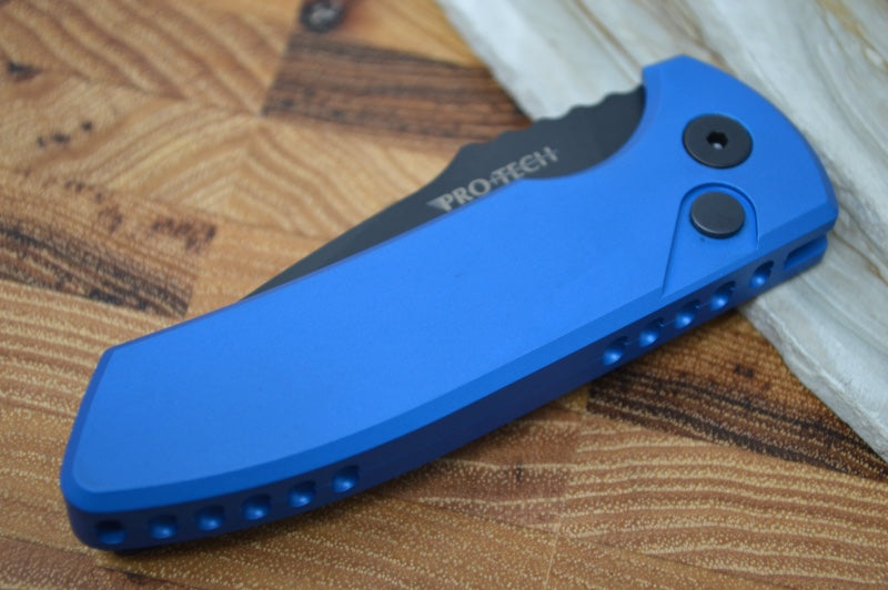 Pro Tech SBR Auto - Blue Handle / Black Plain Blade LG403-BLUE