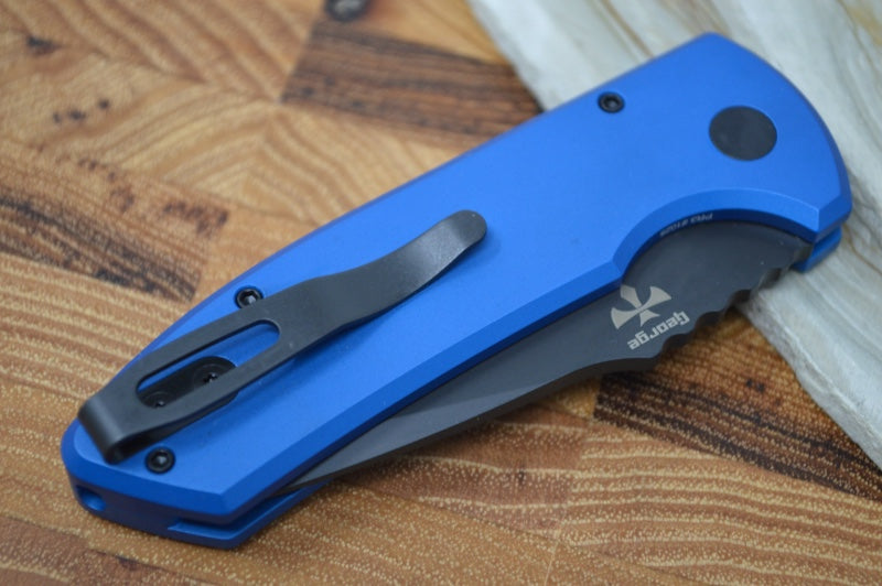 Pro Tech SBR Auto - Blue Handle / Black Plain Blade LG403-BLUE