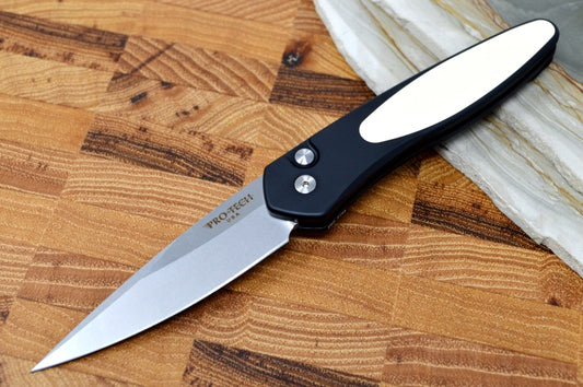 Pro Tech Newport Auto - Tuxedo Handle - S35VN Stonewash Blade