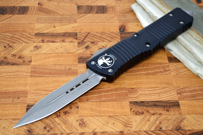Microtech Combat Troodon OTF - Apocalyptic Finish / Dagger Blade / Black Handle - 142-10AP