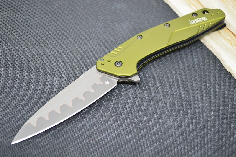 Kershaw 1812OLCB Dividend Assisted Opening - D2 & N690 Composite Blade / OD Green Aluminum Handle