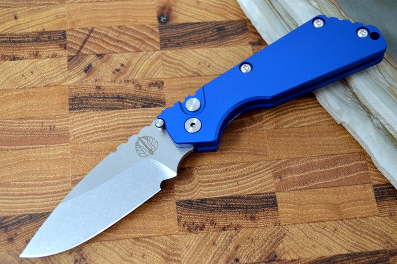 Pro Tech Strider SnG - Blue Aluminum Handle / Stonewash Blade 2401-BLUE - Northwest Knives