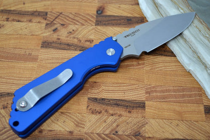 Pro Tech Strider SnG - Blue Aluminum Handle / Stonewash Blade 2401-BLUE