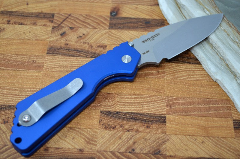Pro Tech Strider SnG - Blue Aluminum Handle / Stonewash Blade 2401-BLUE - Northwest Knives