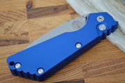 Pro Tech Strider SnG - Blue Aluminum Handle / Stonewash Blade 2401-BLUE - Northwest Knives