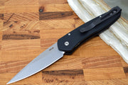 Pro Tech Newport Auto Left Hand - Black Aluminum Handle - S35VN Stonewash Blade 3405-LH - Northwest Knives