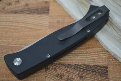 Pro Tech Small Brend Auto - Black Handle - Satin Plain Edge Blade