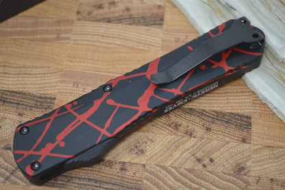 Heretic Knives Manticore X OTF - Red Splash Handle / Black DLC Blade