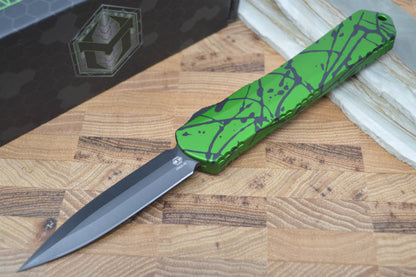 Heretic Knives Manticore X OTF - Green w/ Black Splash Handle / Black DLC Blade