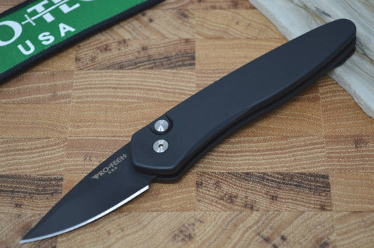 Pro Tech Half Breed Auto - Black Handle - S35VN Black Blade