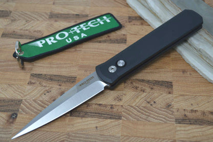Pro Tech Godfather Auto - Black Aluminum Handle / Satin Blade