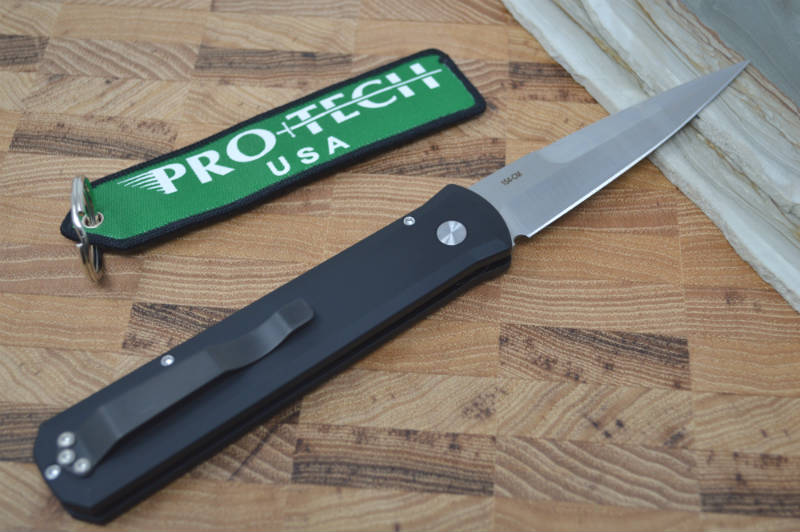 Pro Tech Godfather Auto - Black Aluminum Handle / Satin Blade