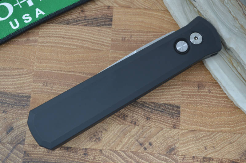 Pro Tech Godfather Auto - Black Aluminum Handle / Satin Blade - Northwest Knives