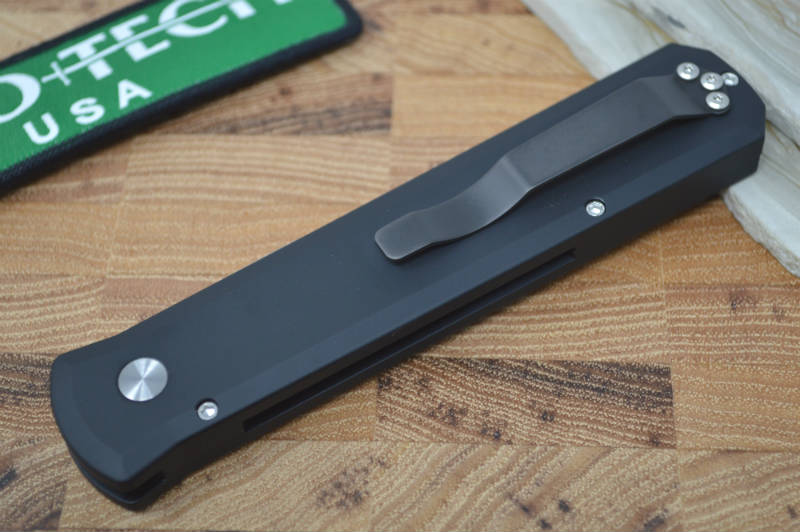 Pro Tech Godfather Auto - Black Aluminum Handle / Satin Blade - Northwest Knives
