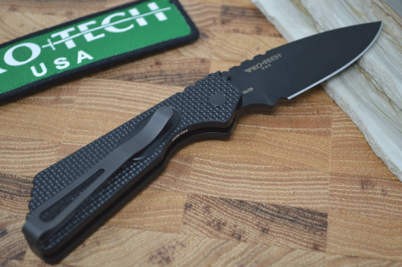 Pro Tech Strider PT Auto - Black Handle w/ Super Grip Knurl - Northwest Knives