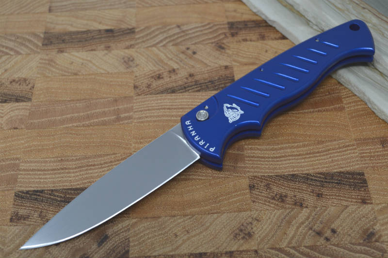 Piranha Knives "Pocket" - 154CM Blade / Blue Aluminum Handle - Northwest Knives