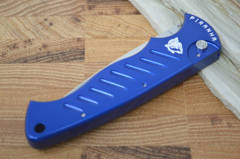 Piranha Knives "Pocket" - 154CM Blade / Blue Aluminum Handle - Northwest Knives
