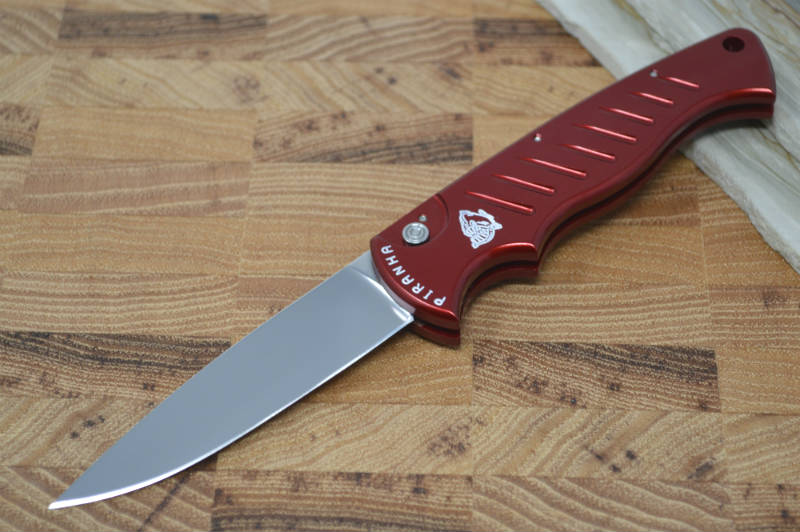 Piranha Knives "Pocket" - 154CM Blade / Red Aluminum Handle - Northwest Knives