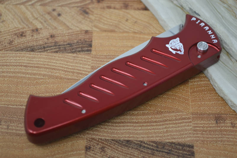 Piranha Knives "Pocket" - 154CM Blade / Red Aluminum Handle - Northwest Knives