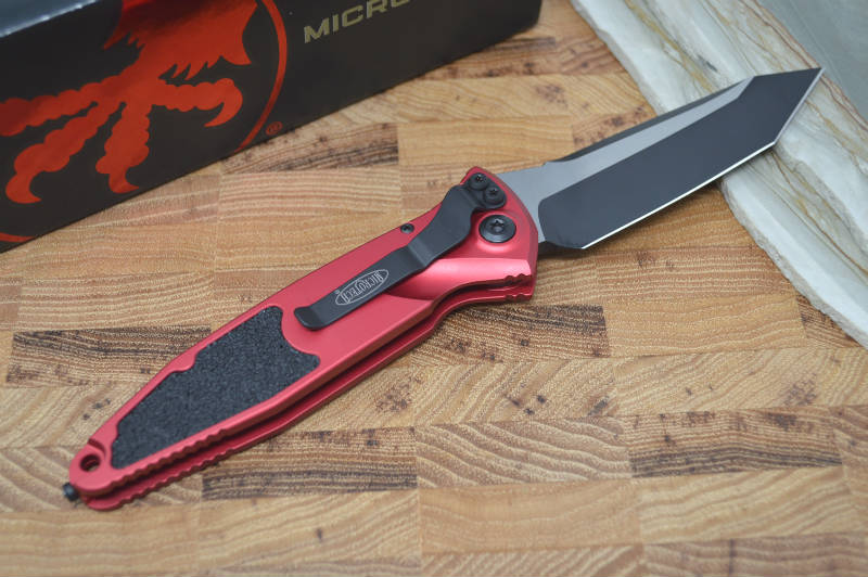 Microtech SOCOM Elite Auto - Tanto Black Blade / Red Handle 161A-1RD - Northwest Knives