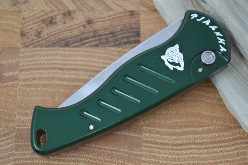 Piranha Knives "Fingerling" - 154CM Blade / Green Aluminum Handle - Northwest Knives