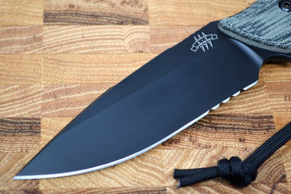 The Attleboro Knife - Black Serrated Blade w/ Black Boltaron Sheath