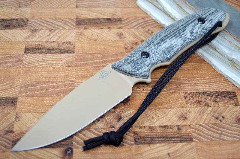 The Attleboro Knife - Tan Plain Edge Blade w/ Tan Boltaron Sheath