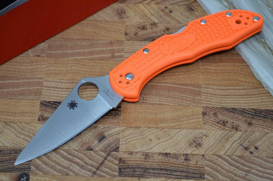 Spyderco Delica - Flat Ground Orange Handle / Satin Blade - C11FPOR