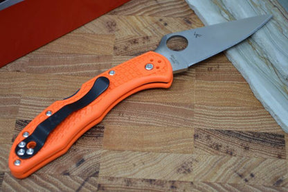 Spyderco Delica - Flat Ground Orange Handle / Satin Blade - C11FPOR