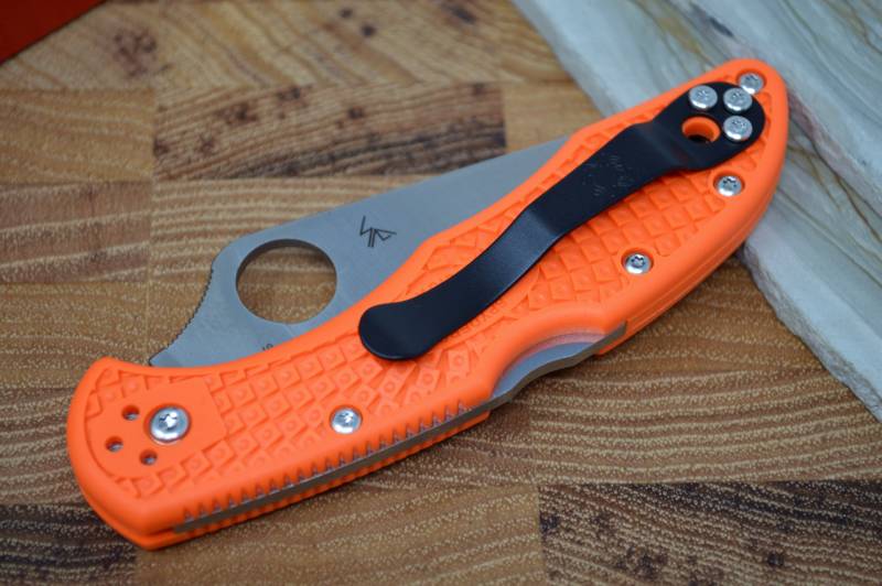 Spyderco Delica - Flat Ground Orange Handle / Satin Blade - C11FPOR