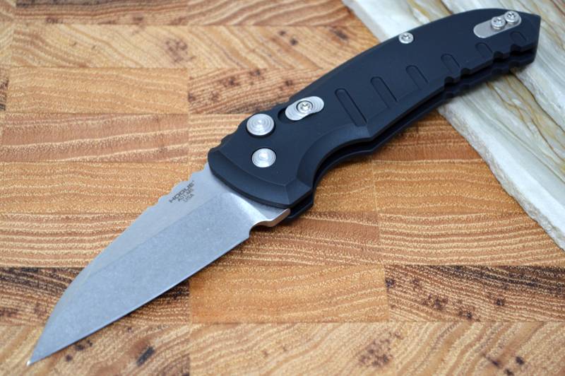 Hogue Knives Microswitch Auto - Black Aluminum Handle / 154CM Blade