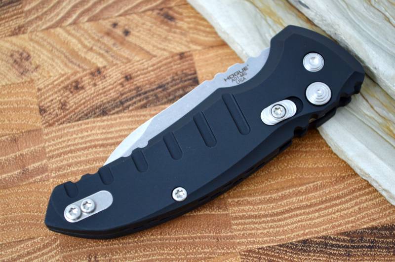 Hogue Knives Microswitch Auto - Black Aluminum Handle / 154CM Blade