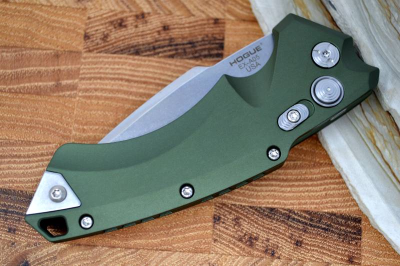 Hogue Knives EX A05 Auto - OD Green Aluminum Handle / 154CM Blade