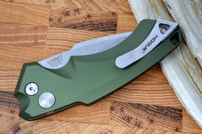 Hogue Knives EX A05 Auto - OD Green Aluminum Handle / 154CM Blade