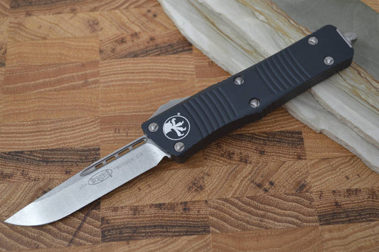 Microtech Troodon OTF - Single Edge Stonewash / Black Handle - 139-10 - Northwest Knives