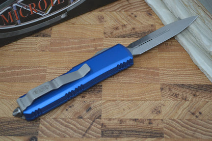 Microtech UTX-85 OTF - Double Edge / Stonewash Blade / Blue Body - 232-10BL - Northwest Knives