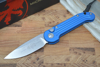 Microtech L.U.D.T - Blue Handle / Stonewash Plain Edge - Automatic Knife - Northwest Knives