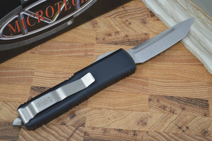 Microtech UTX-85 OTF - Single Edge / Tanto Stonewash Blade / Black Body - 233-10 - Northwest Knives