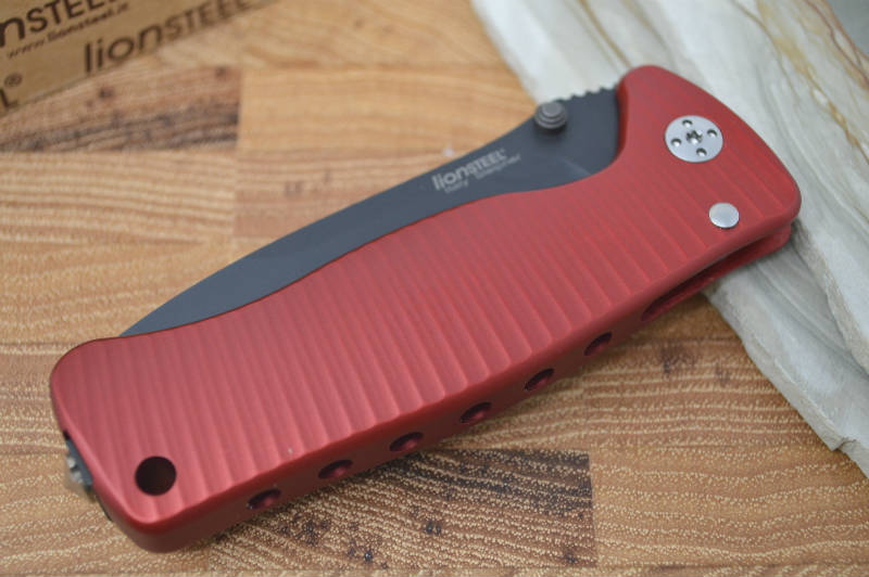 Lionsteel SR2A-RB Aluminum Red Handle / Black Blade - Northwest Knives