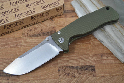 Lionsteel SR2A-GS Aluminum Green Handle / Satin Blade - Northwest Knives