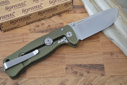 Lionsteel SR2A-GS Aluminum Green Handle / Satin Blade - Northwest Knives