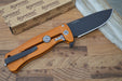 Lionsteel SR-22 Orange Aluminum Integral Flipper - Black Blade - SR22A-OB - Northwest Knives